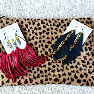 Beautiful Leather Bundle Earrings -2 Pair